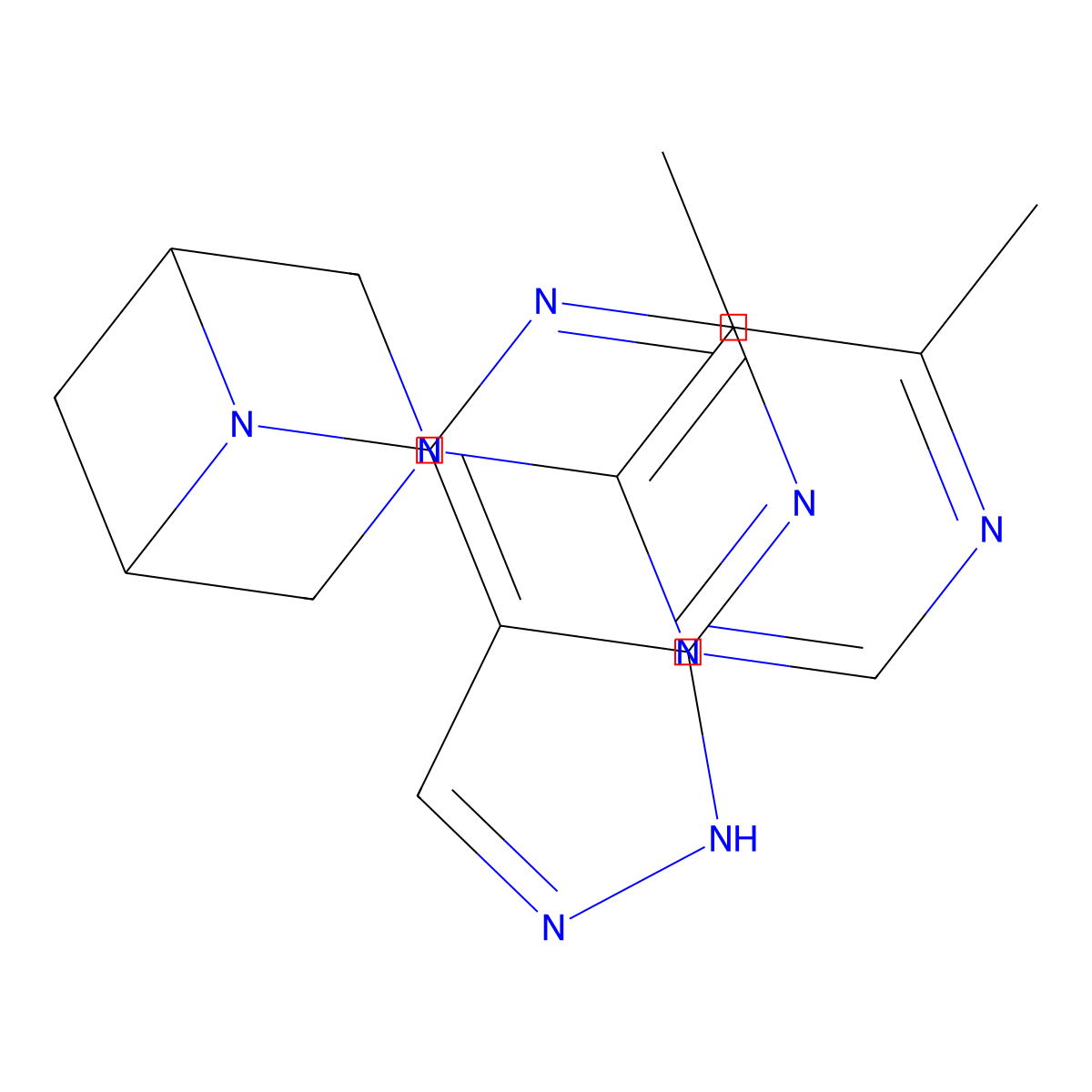 3-(5,6-dimethylpyrimidin-4-yl)-6-{1H-pyrazolo[3,4-d]pyrimidin-4-yl}-3,6-diazabicyclo[3.1.1]heptane molecular structure, CAS 3054544-44-1