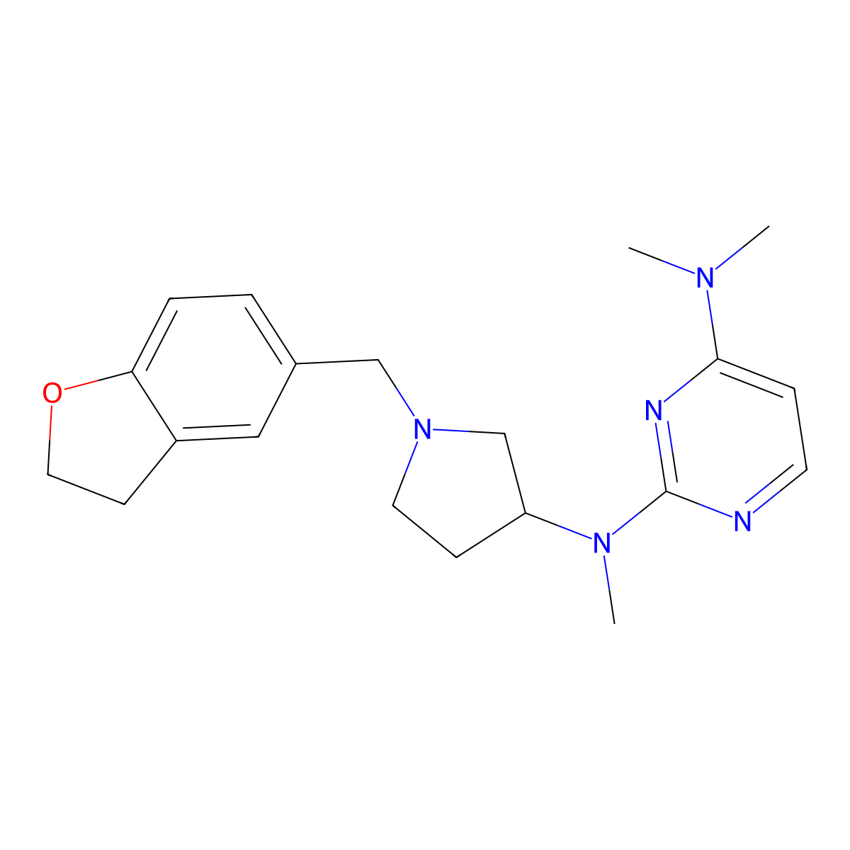 N2-{1-[(2,3-dihydro-1-benzofuran-5-yl)methyl]pyrrolidin-3-yl}-N2,N4,N4-trimethylpyrimidine-2,4-diamine molecular structure, CAS 3054544-46-3