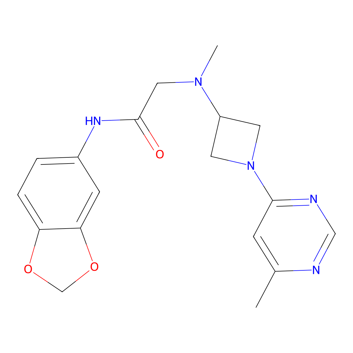 N-(2H-1,3-benzodioxol-5-yl)-2-{methyl[1-(6-methylpyrimidin-4-yl)azetidin-3-yl]amino}acetamide molecular structure, CAS 3054544-55-4