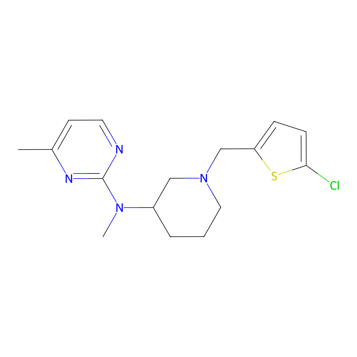 N-{1-[(5-chlorothiophen-2-yl)methyl]piperidin-3-yl}-N,4-dimethylpyrimidin-2-amine molecular structure, CAS 3054544-65-6