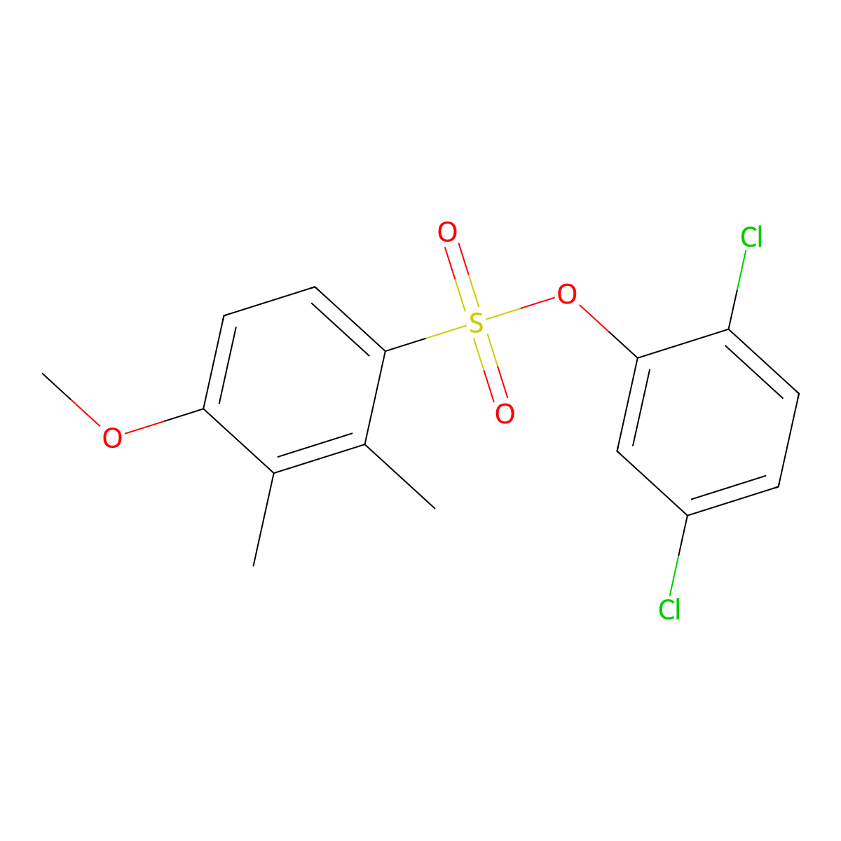 (2,5-Dichlorophenyl) 4-methoxy-2,3-dimethylbenzenesulfonate molecular structure, CAS 3054544-66-7