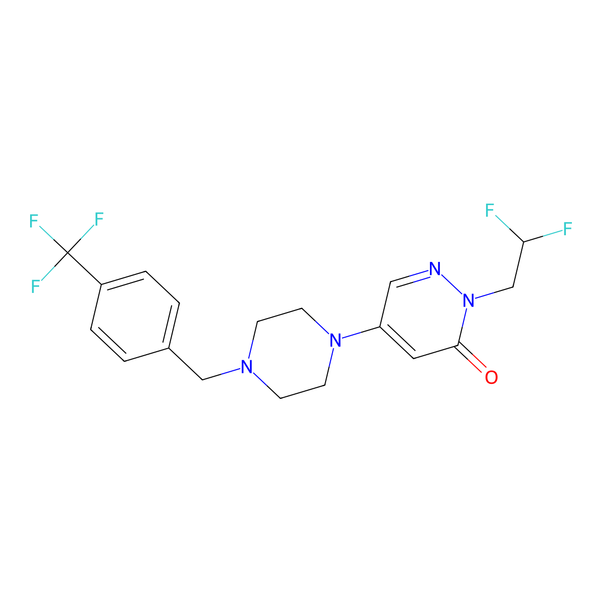 2-(2,2-Difluoroethyl)-5-(4-{[4-(trifluoromethyl)phenyl]methyl}piperazin-1-yl)-2,3-dihydropyridazin-3-one molecular structure, CAS 3054544-67-8
