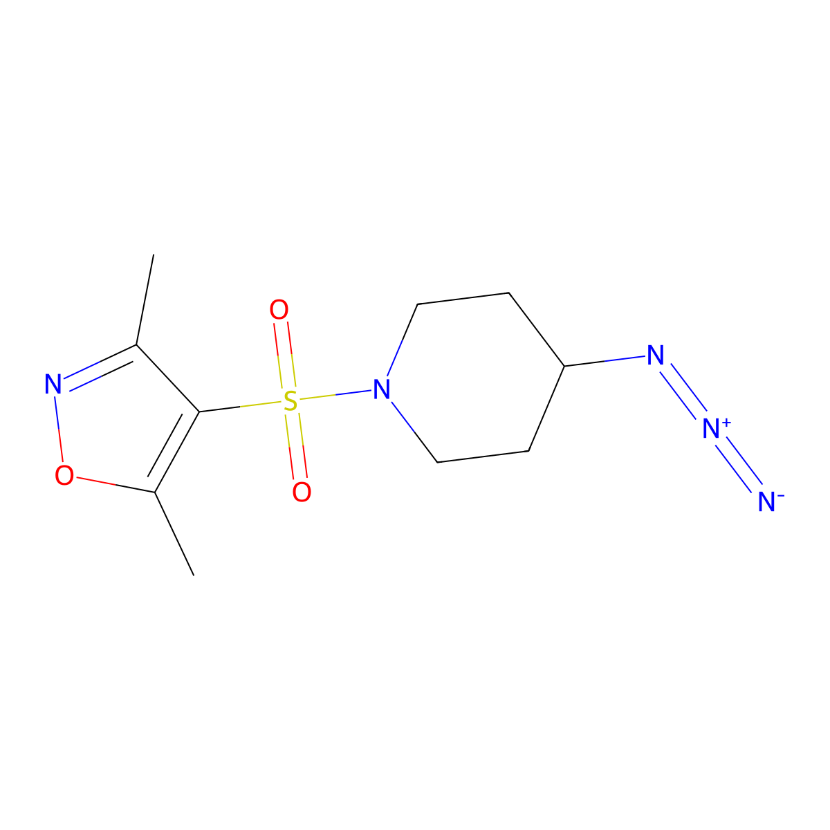 4-Azido-1-[(3,5-dimethyl-1,2-oxazol-4-yl)sulfonyl]piperidine molecular structure, CAS 3054544-69-0