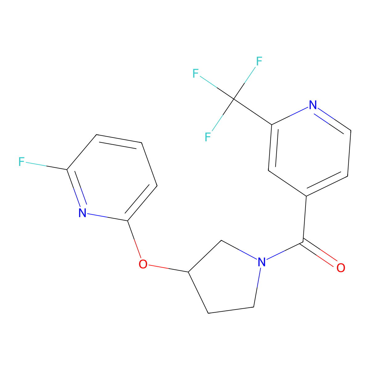 [3-(6-Fluoropyridin-2-yl)oxypyrrolidin-1-yl]-[2-(trifluoromethyl)pyridin-4-yl]methanone molecular structure, CAS 3054544-74-7