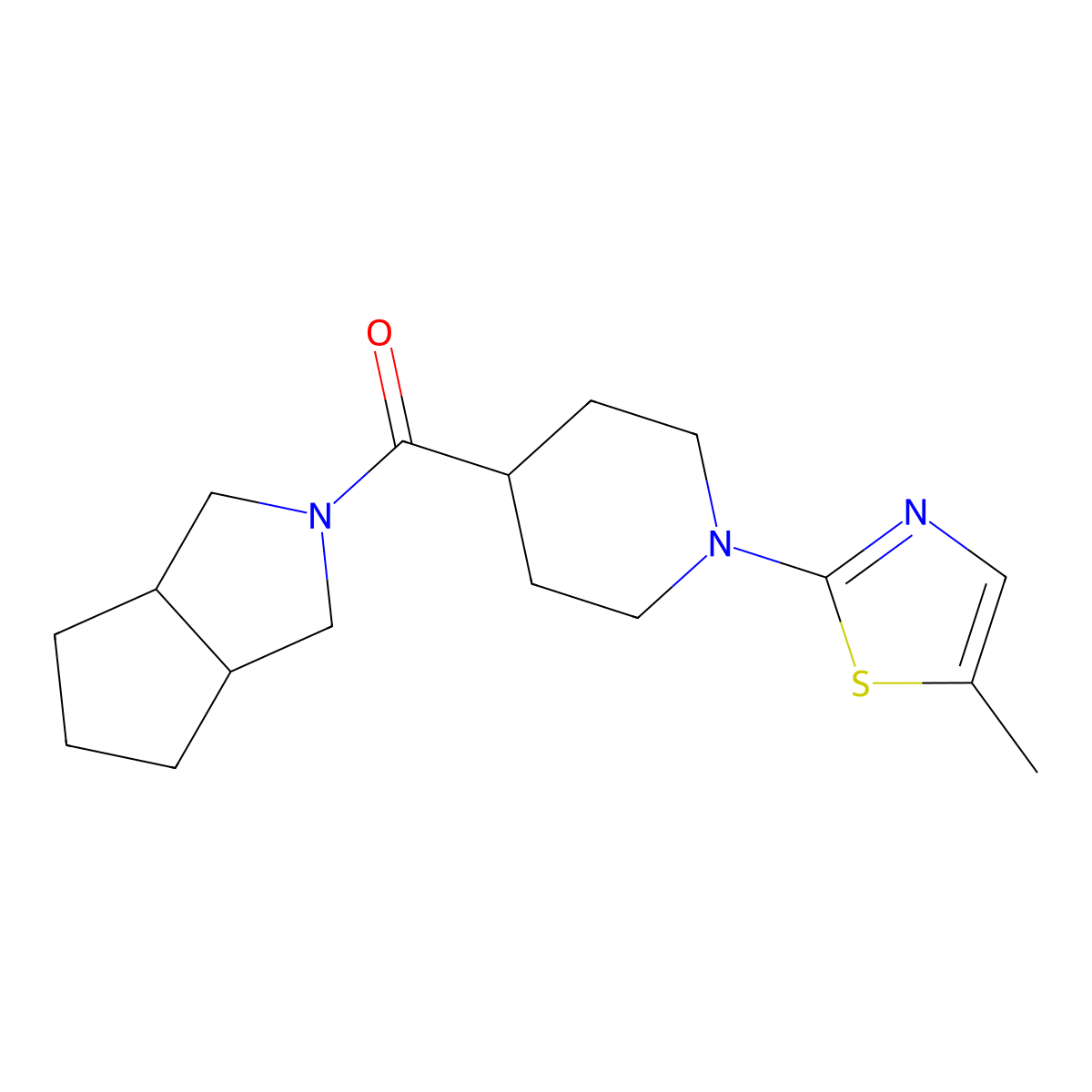 1-(5-Methyl-1,3-thiazol-2-yl)-4-{octahydrocyclopenta[c]pyrrole-2-carbonyl}piperidine molecular structure, CAS 3054544-75-8