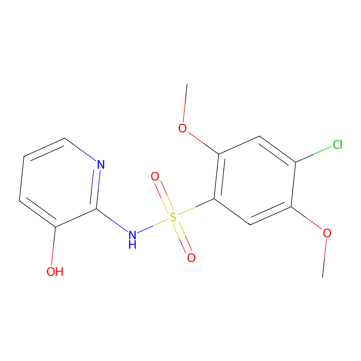 4-chloro-N-(3-hydroxypyridin-2-yl)-2,5-dimethoxybenzene-1-sulfonamide molecular structure, CAS 3054544-77-0