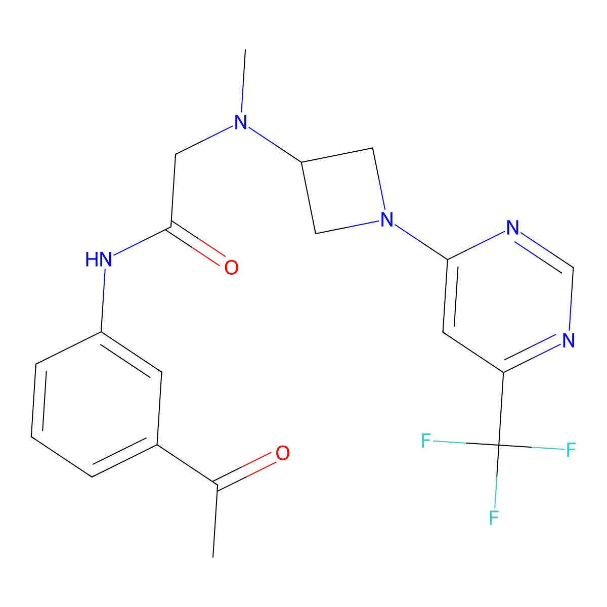 N-(3-acetylphenyl)-2-[methyl({1-[6-(trifluoromethyl)pyrimidin-4-yl]azetidin-3-yl})amino]acetamide molecular structure, CAS 3054544-78-1