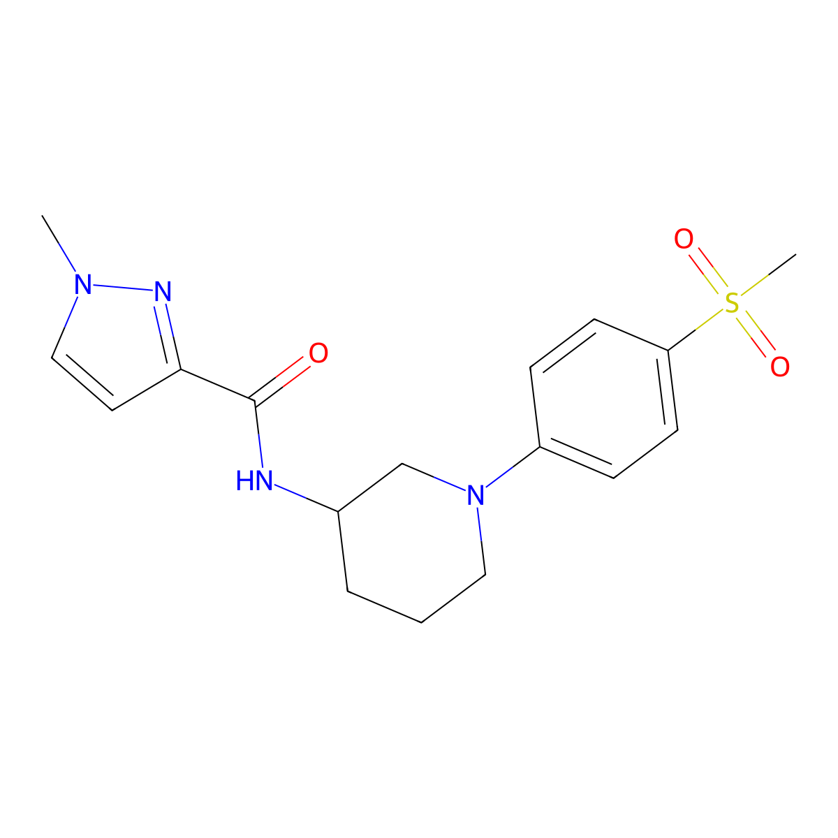 N-[1-(4-methanesulfonylphenyl)piperidin-3-yl]-1-methyl-1H-pyrazole-3-carboxamide molecular structure, CAS 3054544-79-2