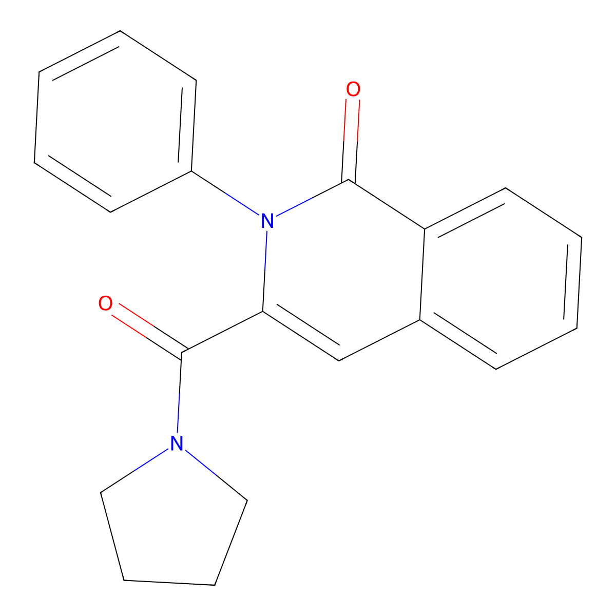 2-Phenyl-3-(pyrrolidine-1-carbonyl)-1,2-dihydroisoquinolin-1-one molecular structure, CAS 3054544-82-7