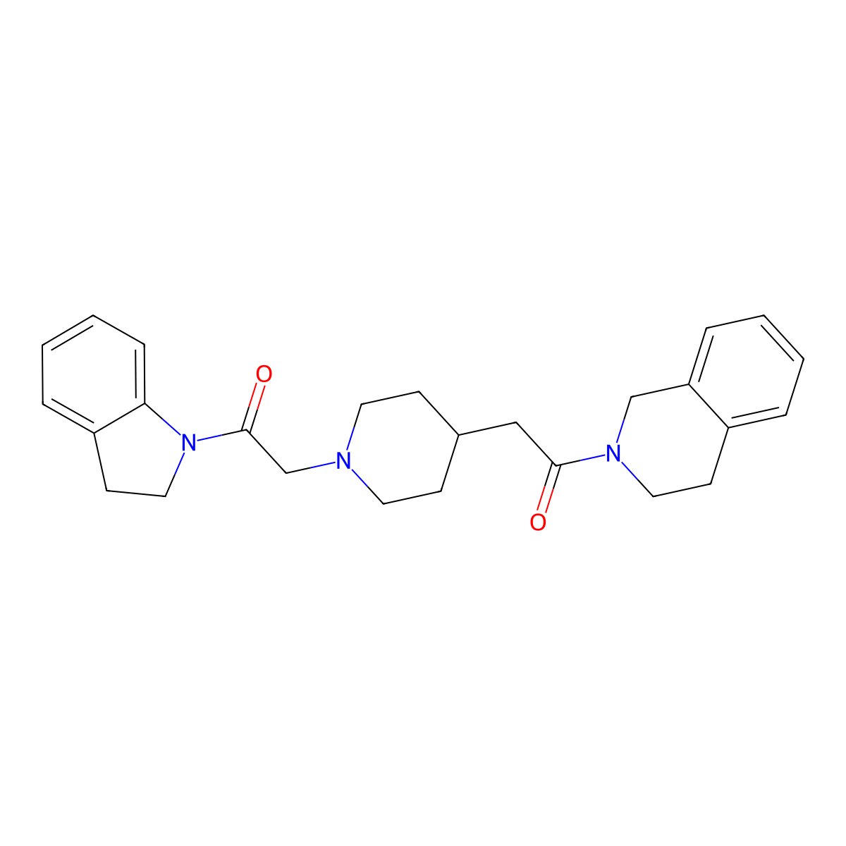 1-(2,3-dihydro-1H-indol-1-yl)-2-{4-[2-oxo-2-(1,2,3,4-tetrahydroisoquinolin-2-yl)ethyl]piperidin-1-yl}ethan-1-one molecular structure, CAS 3054544-88-3