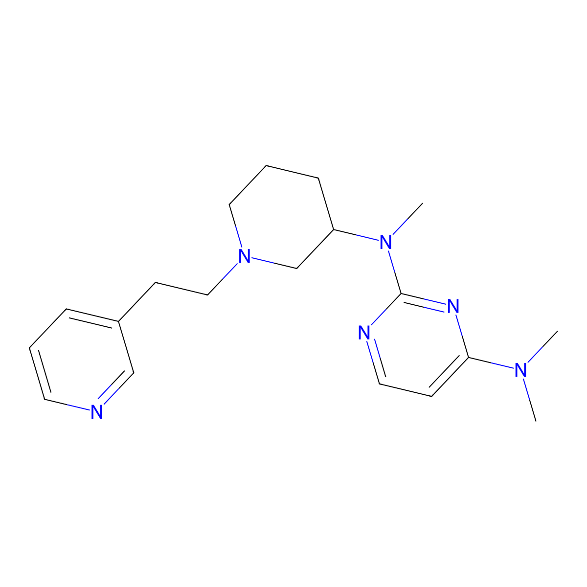 N2,N4,N4-trimethyl-N2-{1-[2-(pyridin-3-yl)ethyl]piperidin-3-yl}pyrimidine-2,4-diamine molecular structure, CAS 3054544-89-4