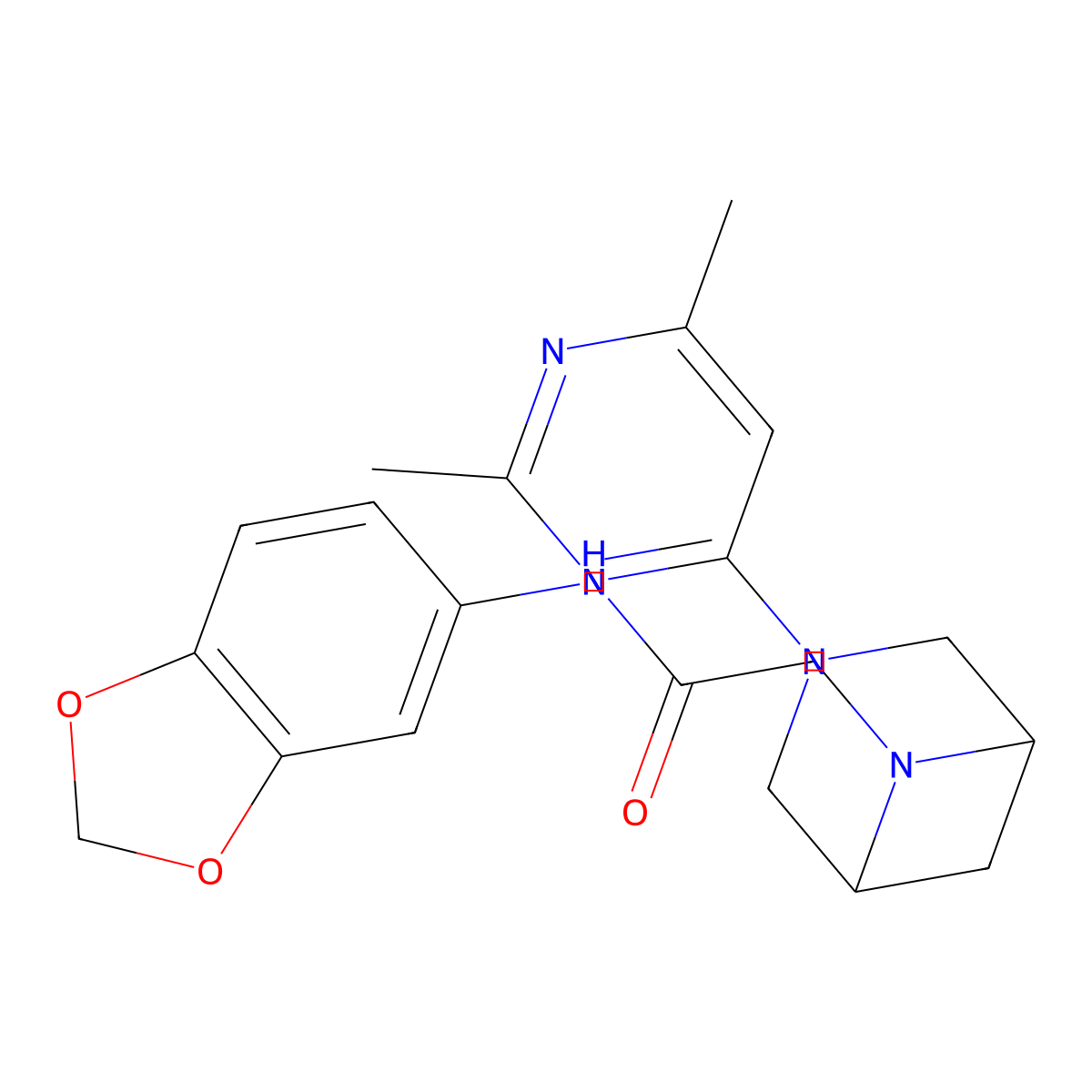 N-(2H-1,3-benzodioxol-5-yl)-2-[3-(2,6-dimethylpyrimidin-4-yl)-3,6-diazabicyclo[3.1.1]heptan-6-yl]acetamide molecular structure, CAS 3054544-90-7