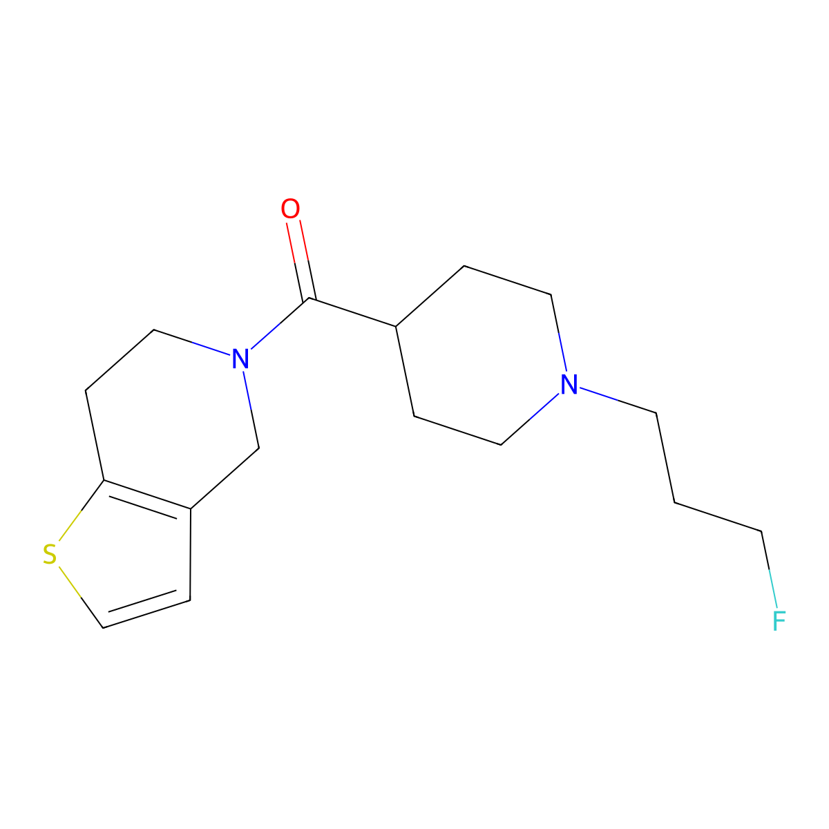 1-(3-fluoropropyl)-4-{4H,5H,6H,7H-thieno[3,2-c]pyridine-5-carbonyl}piperidine molecular structure, CAS 3054544-93-0