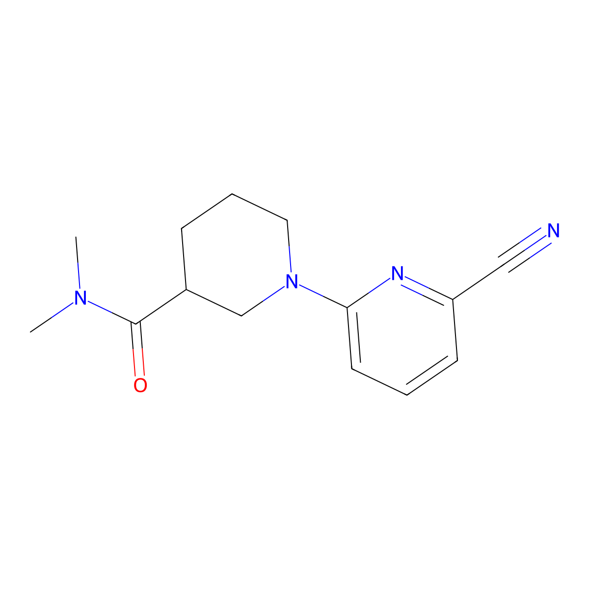 1-(6-cyanopyridin-2-yl)-N,N-dimethylpiperidine-3-carboxamide molecular structure, CAS 3054544-94-1