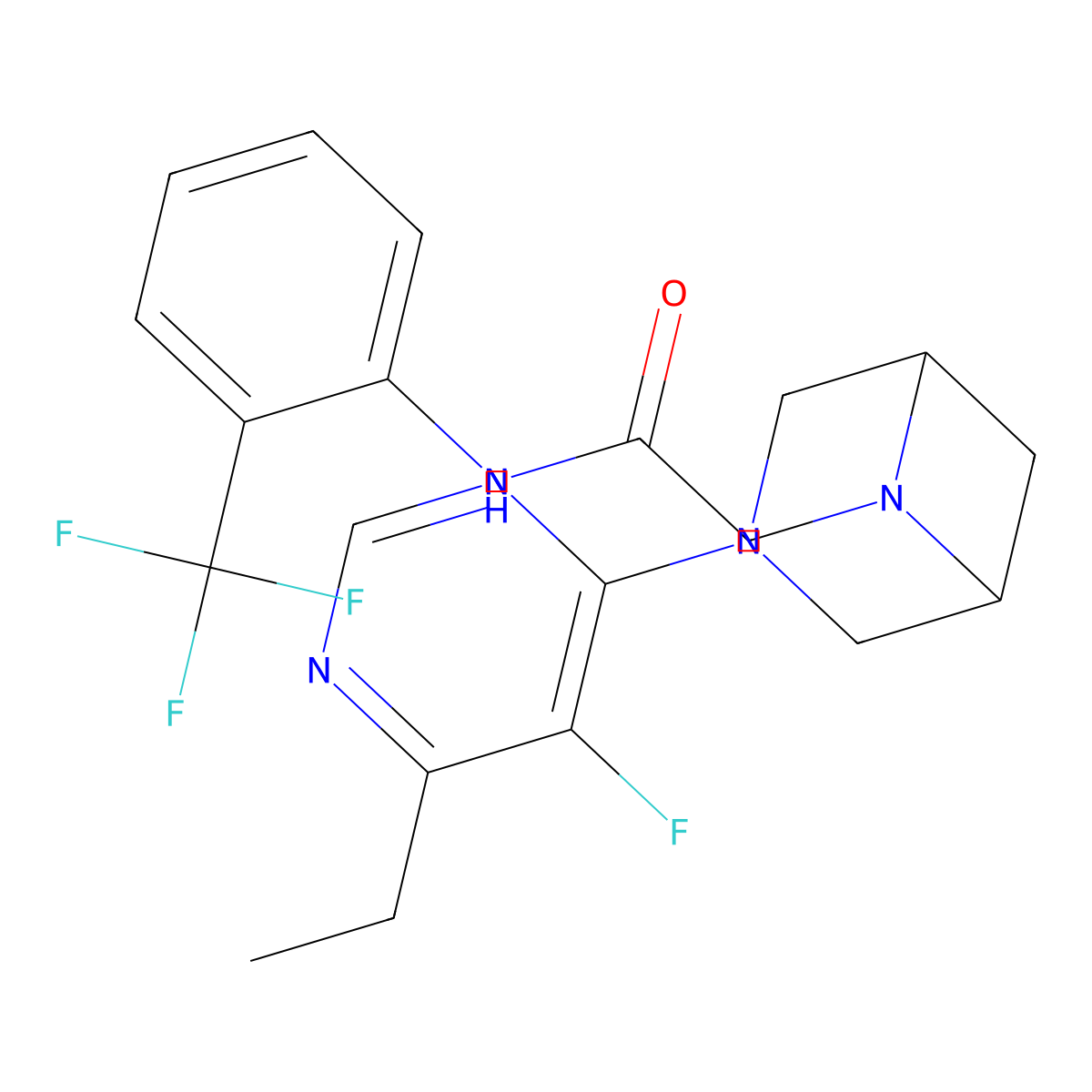 2-[3-(6-ethyl-5-fluoropyrimidin-4-yl)-3,6-diazabicyclo[3.1.1]heptan-6-yl]-N-[2-(trifluoromethyl)phenyl]acetamide molecular structure, CAS 3054544-95-2