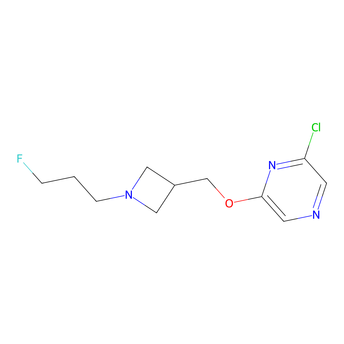 2-Chloro-6-{[1-(3-fluoropropyl)azetidin-3-yl]methoxy}pyrazine molecular structure, CAS 3054545-00-2