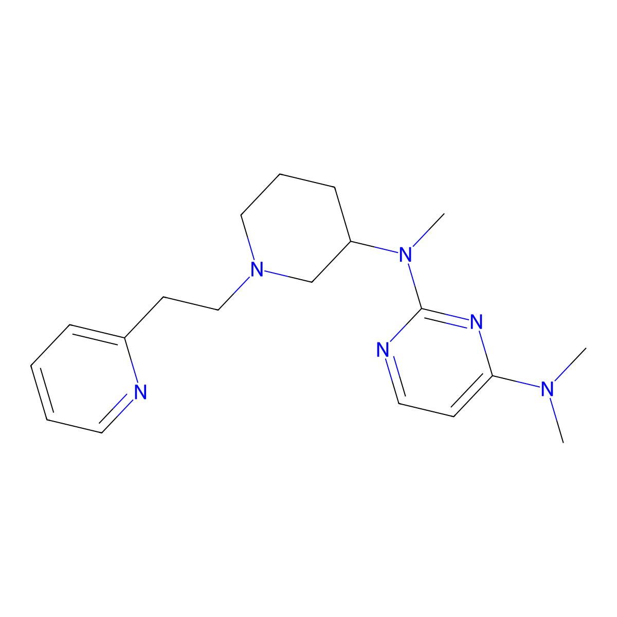 N2,N4,N4-trimethyl-N2-{1-[2-(pyridin-2-yl)ethyl]piperidin-3-yl}pyrimidine-2,4-diamine molecular structure, CAS 3054545-05-7