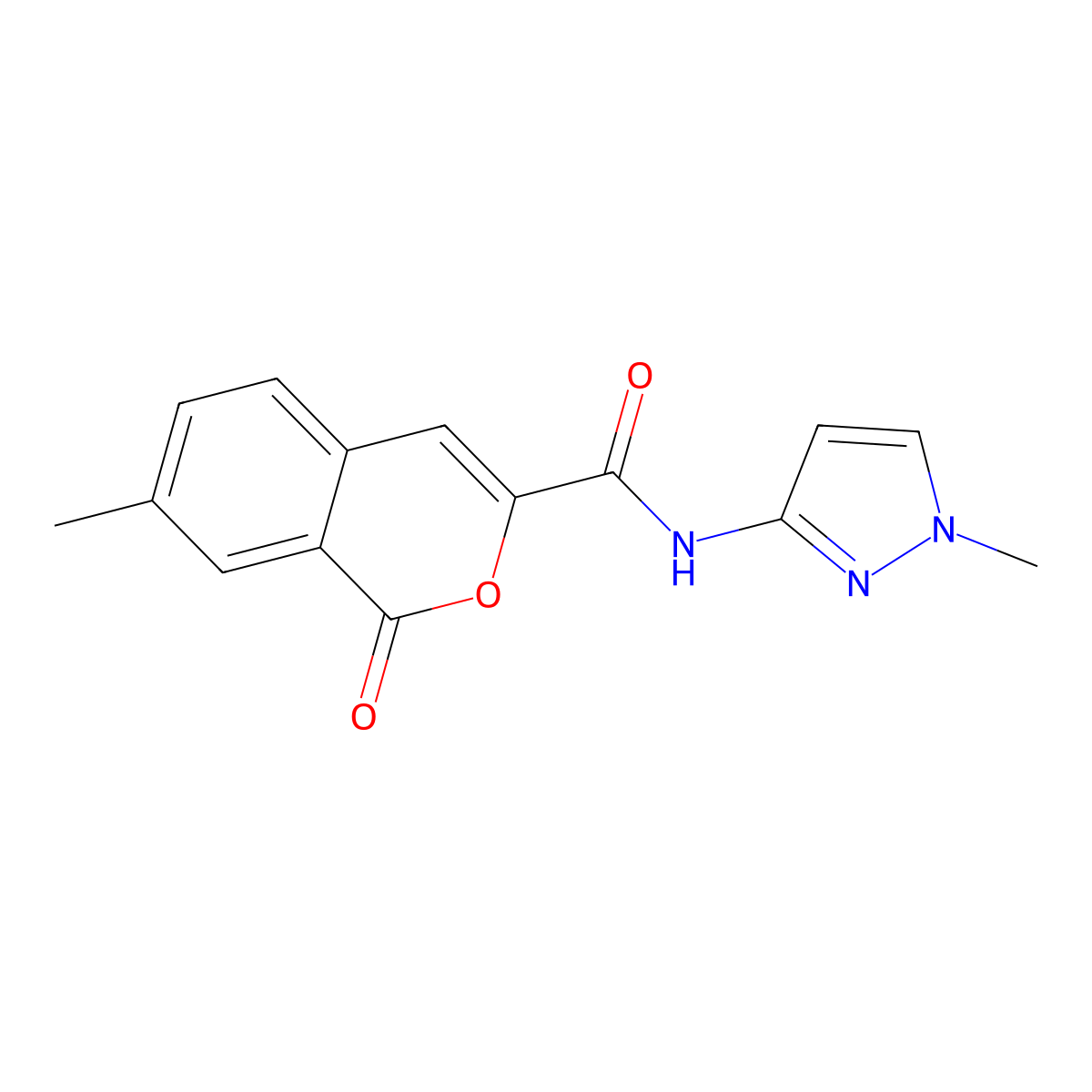 7-methyl-N-(1-methyl-1H-pyrazol-3-yl)-1-oxo-1H-isochromene-3-carboxamide molecular structure, CAS 3054545-09-1