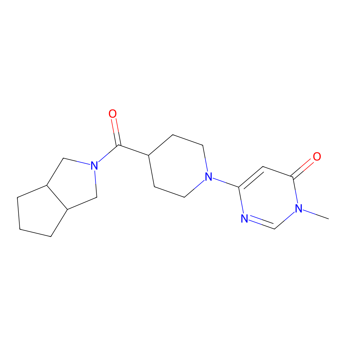 3-Methyl-6-(4-{octahydrocyclopenta[c]pyrrole-2-carbonyl}piperidin-1-yl)-3,4-dihydropyrimidin-4-one molecular structure, CAS 3054545-12-6