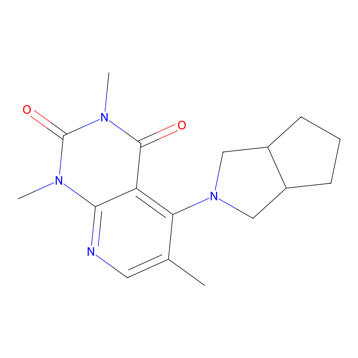 1,3,6-trimethyl-5-{octahydrocyclopenta[c]pyrrol-2-yl}-1H,2H,3H,4H-pyrido[2,3-d]pyrimidine-2,4-dione molecular structure, CAS 3054545-15-9