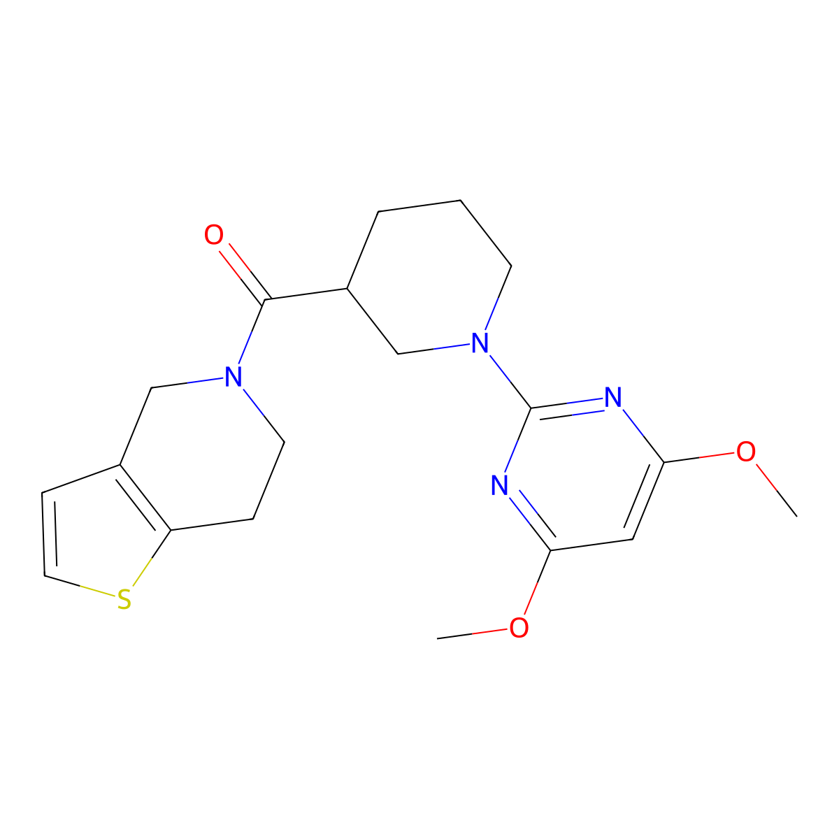 4,6-dimethoxy-2-(3-{4H,5H,6H,7H-thieno[3,2-c]pyridine-5-carbonyl}piperidin-1-yl)pyrimidine molecular structure, CAS 3054545-16-0