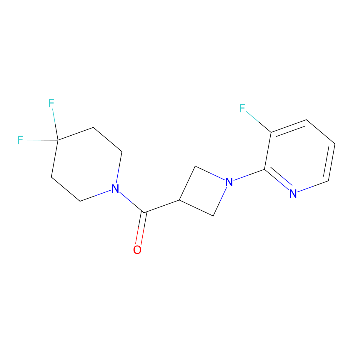 2-[3-(4,4-Difluoropiperidine-1-carbonyl)azetidin-1-yl]-3-fluoropyridine molecular structure, CAS 3054545-17-1