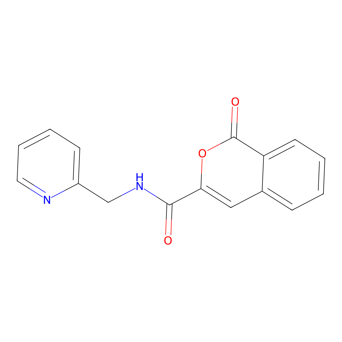 1-oxo-N-[(pyridin-2-yl)methyl]-1H-isochromene-3-carboxamide molecular structure, CAS 3054545-20-6