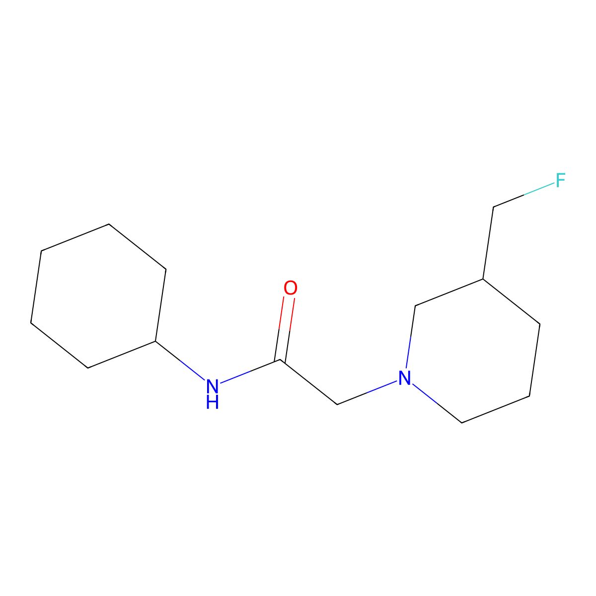 N-cyclohexyl-2-[3-(fluoromethyl)piperidin-1-yl]acetamide molecular structure, CAS 3054545-21-7