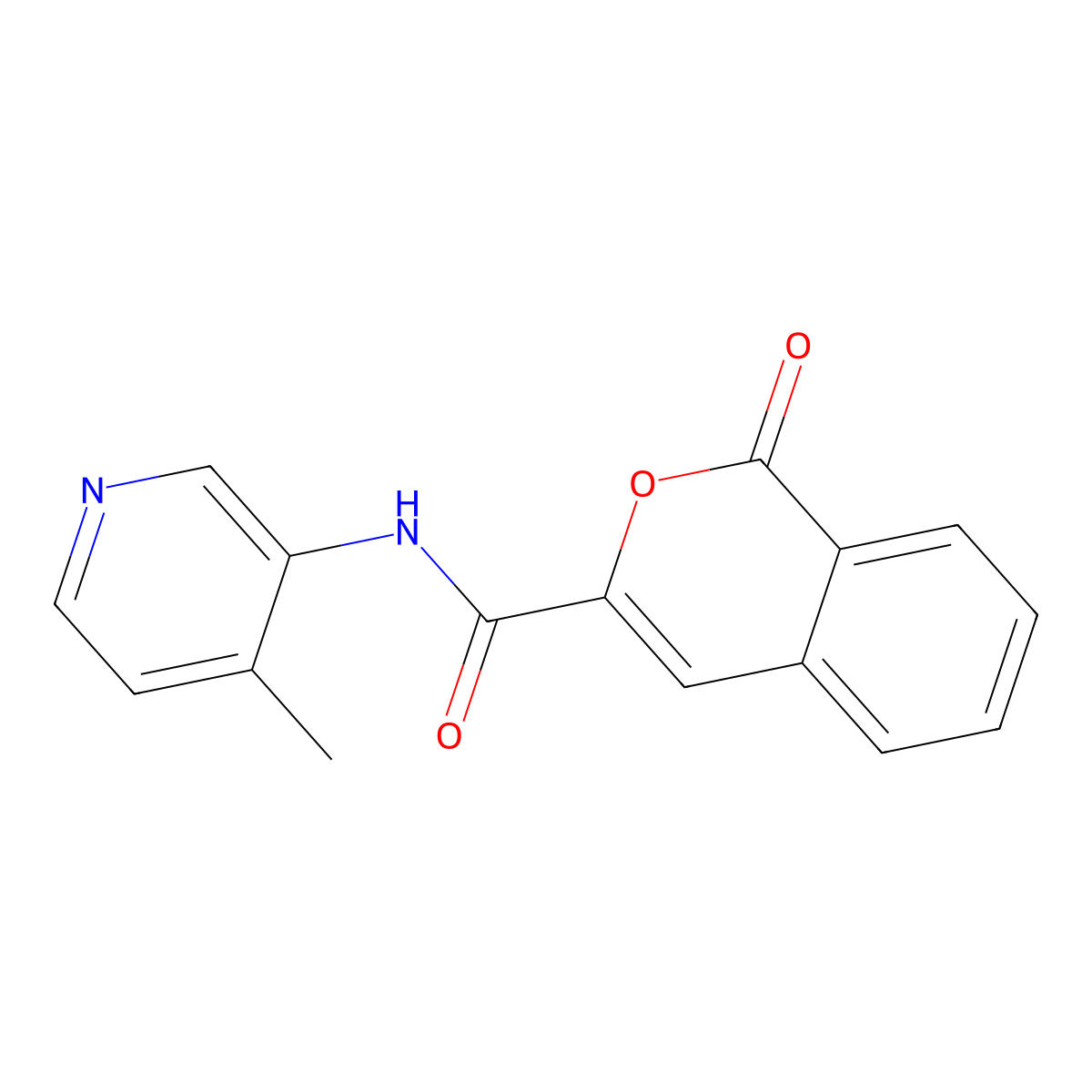 N-(4-methylpyridin-3-yl)-1-oxo-1H-isochromene-3-carboxamide molecular structure, CAS 3054545-26-2