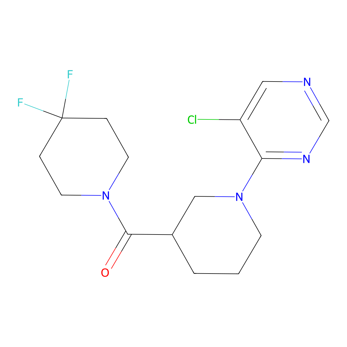 [1-(5-Chloropyrimidin-4-yl)piperidin-3-yl]-(4,4-difluoropiperidin-1-yl)methanone molecular structure, CAS 3054545-34-2