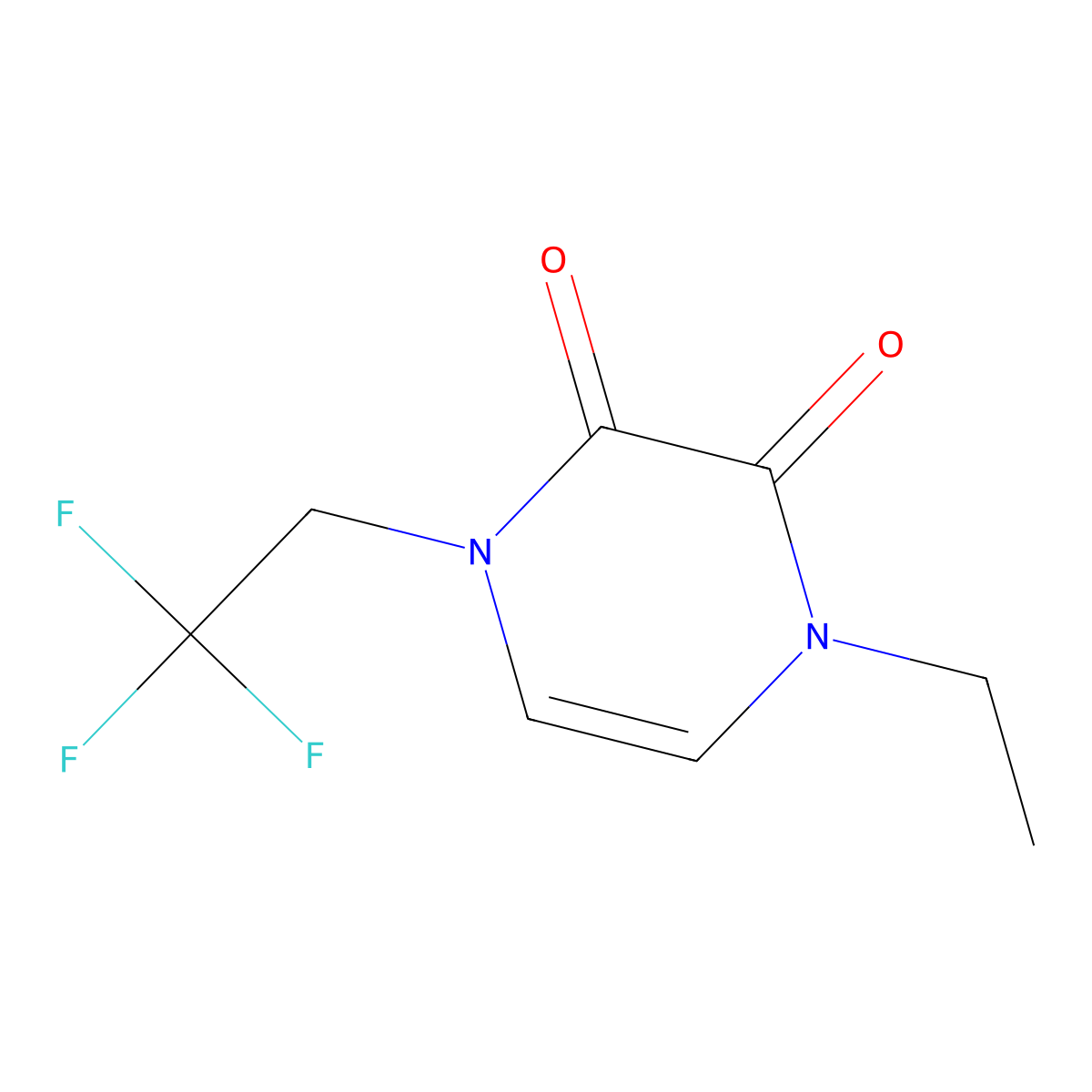 1-Ethyl-4-(2,2,2-trifluoroethyl)-1,2,3,4-tetrahydropyrazine-2,3-dione molecular structure, CAS 3054545-39-7