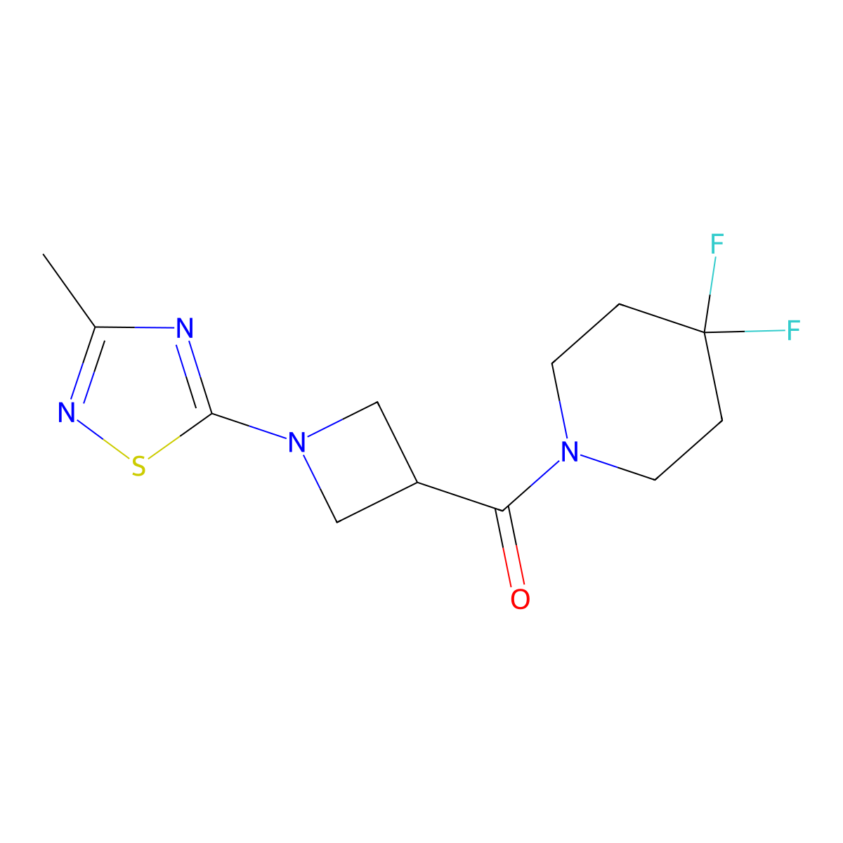 4,4-Difluoro-1-[1-(3-methyl-1,2,4-thiadiazol-5-yl)azetidine-3-carbonyl]piperidine molecular structure, CAS 3054545-41-1