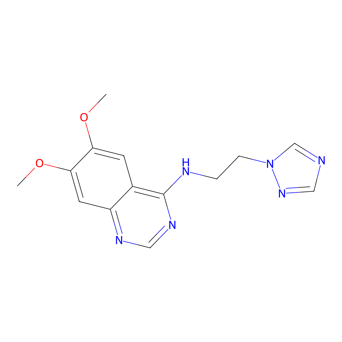 6,7-dimethoxy-N-[2-(1H-1,2,4-triazol-1-yl)ethyl]quinazolin-4-amine molecular structure, CAS 3054545-42-2