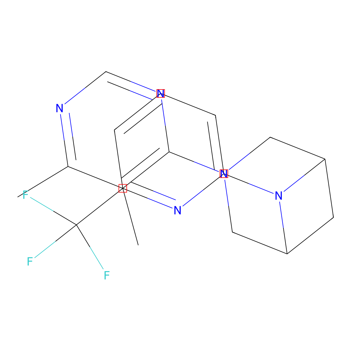 3-(5,6-Dimethylpyrimidin-4-yl)-6-[6-(trifluoromethyl)pyridin-2-yl]-3,6-diazabicyclo[3.1.1]heptane molecular structure, CAS 3054545-46-6