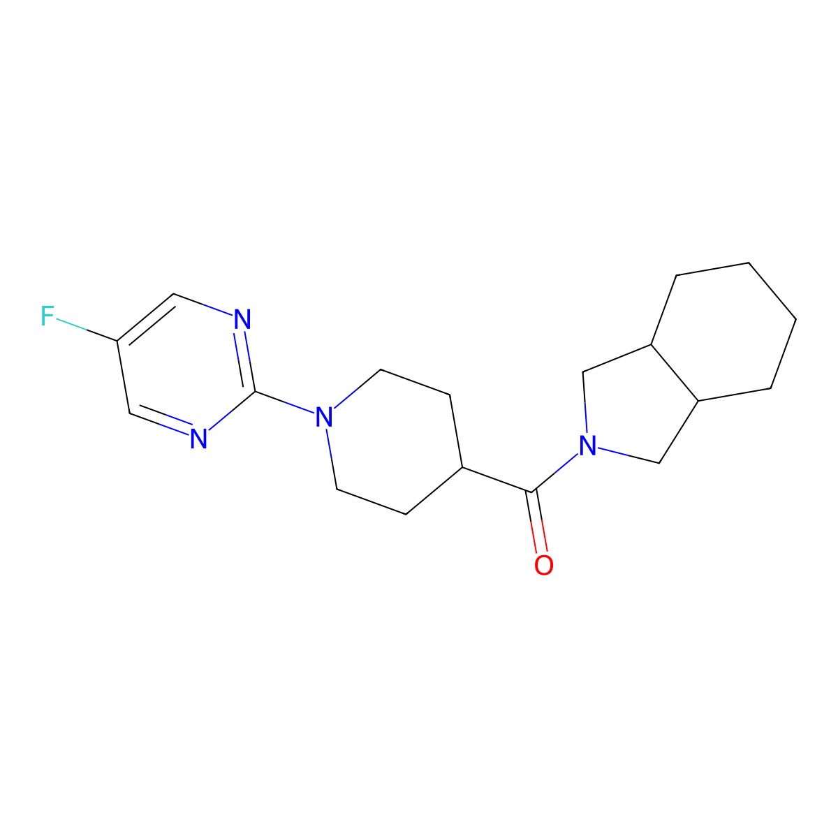 2-[1-(5-fluoropyrimidin-2-yl)piperidine-4-carbonyl]-octahydro-1H-isoindole molecular structure, CAS 3054545-47-7
