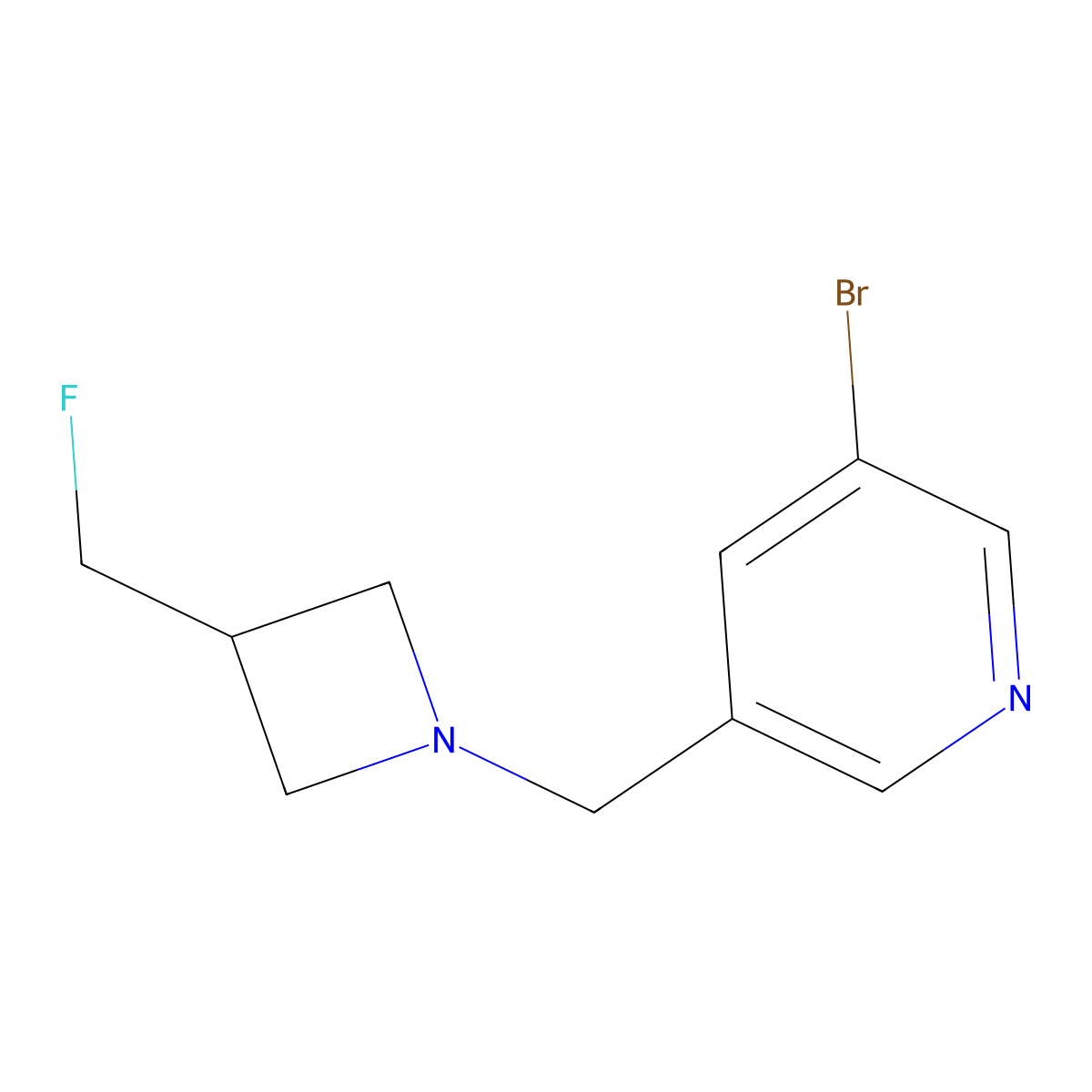 3-Bromo-5-{[3-(fluoromethyl)azetidin-1-yl]methyl}pyridine molecular structure, CAS 3054545-53-5
