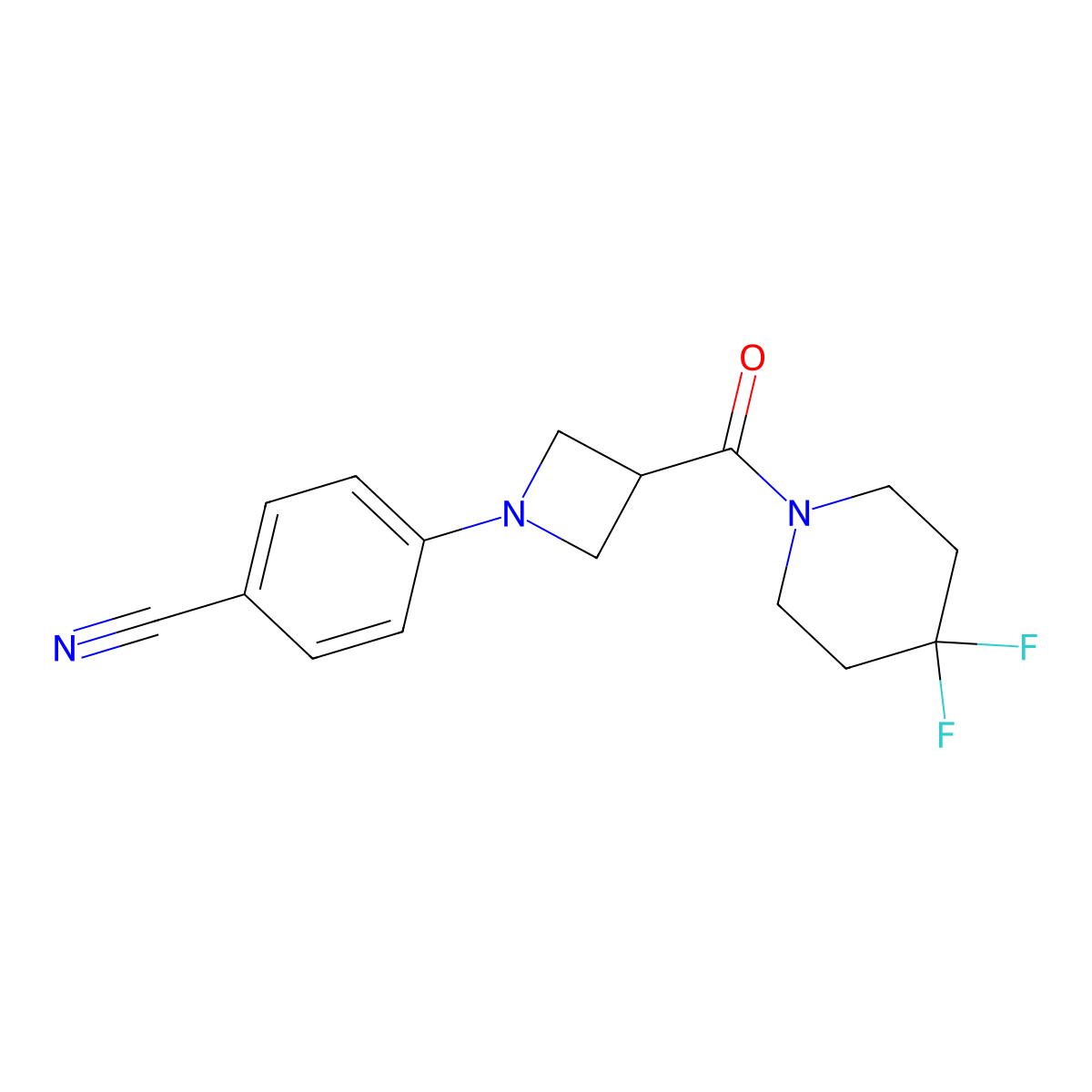 4-[3-(4,4-Difluoropiperidine-1-carbonyl)azetidin-1-yl]benzonitrile molecular structure, CAS 3054545-54-6