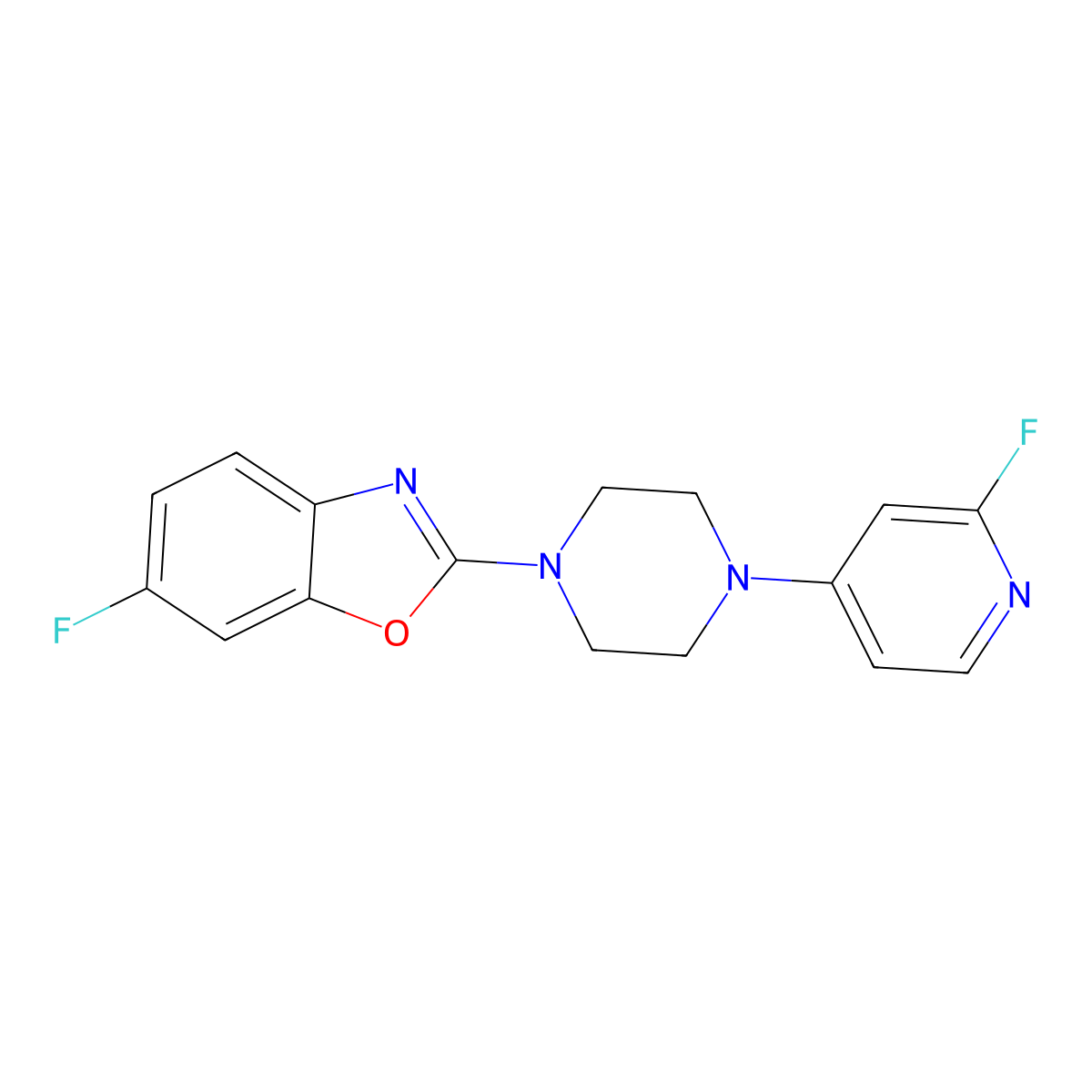 6-Fluoro-2-[4-(2-fluoropyridin-4-yl)piperazin-1-yl]-1,3-benzoxazole molecular structure, CAS 3054545-56-8