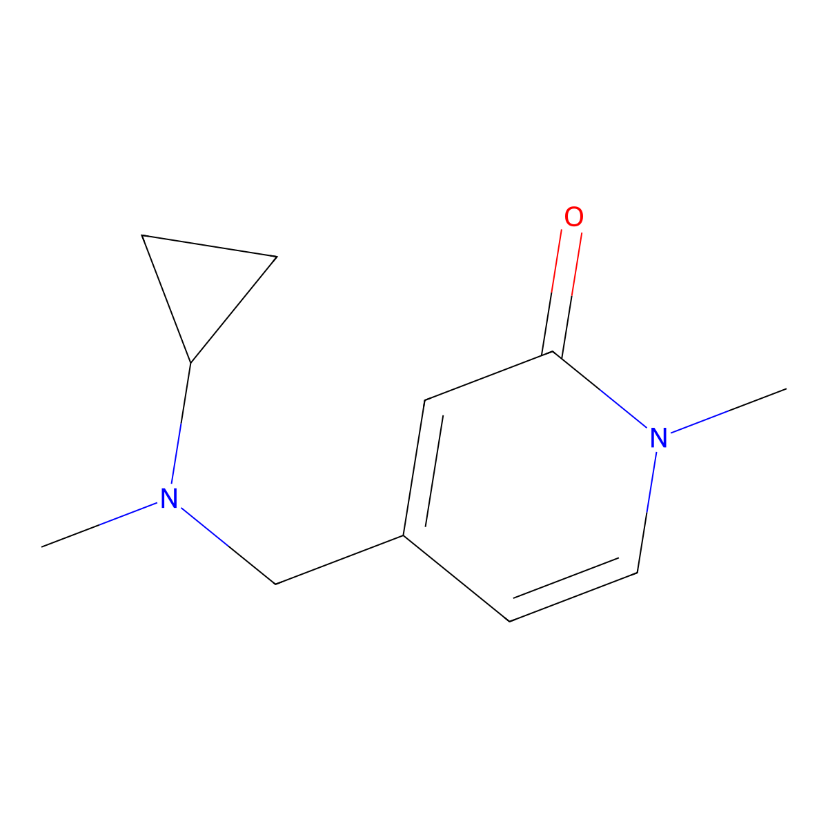 4-{[Cyclopropyl(methyl)amino]methyl}-1-methyl-1,2-dihydropyridin-2-one molecular structure, CAS 3054545-57-9
