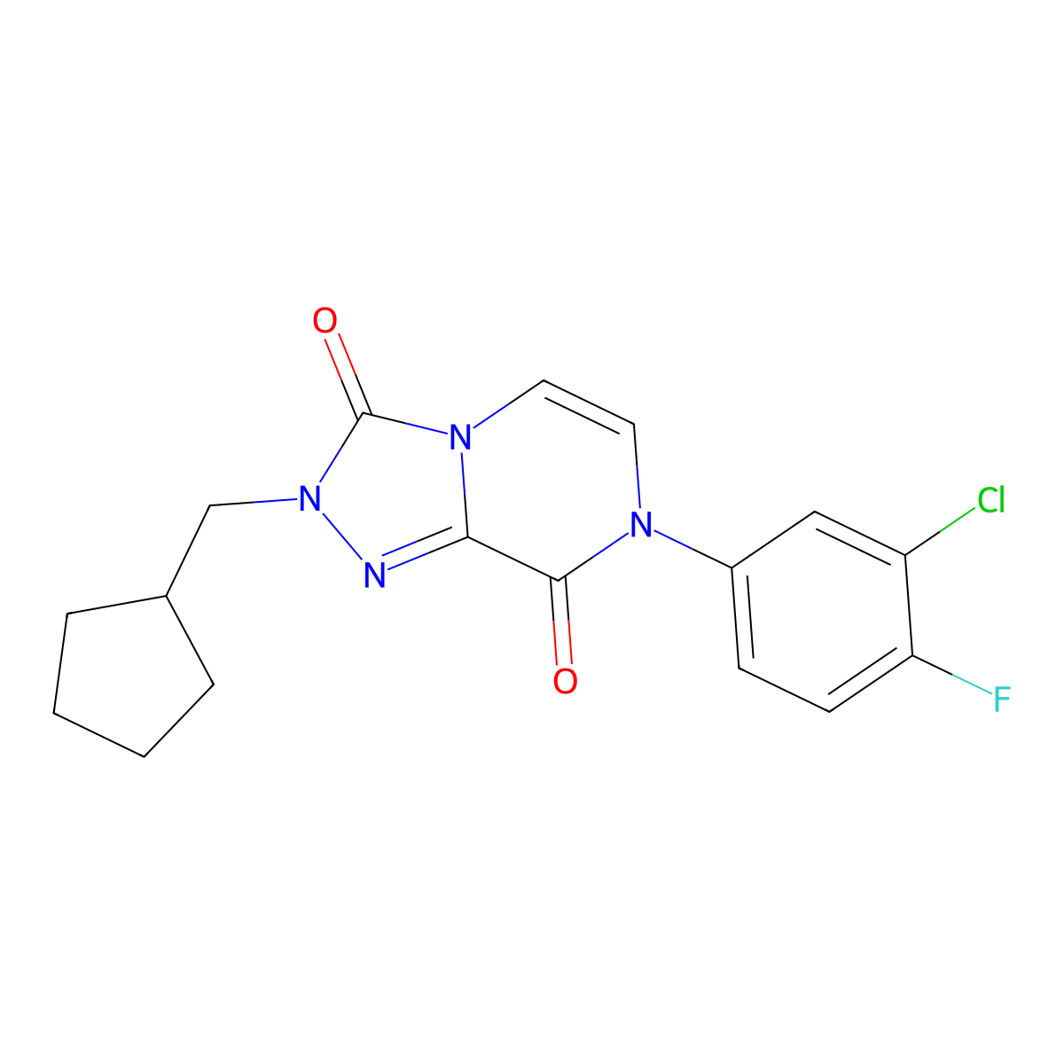 7-(3-chloro-4-fluorophenyl)-2-(cyclopentylmethyl)-2H,3H,7H,8H-[1,2,4]triazolo[4,3-a]pyrazine-3,8-dione molecular structure, CAS 3054545-58-0