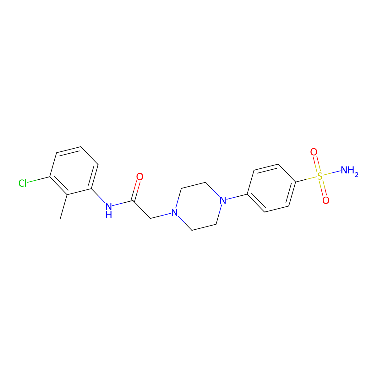 N-(3-chloro-2-methylphenyl)-2-[4-(4-sulfamoylphenyl)piperazin-1-yl]acetamide molecular structure, CAS 3054545-61-5