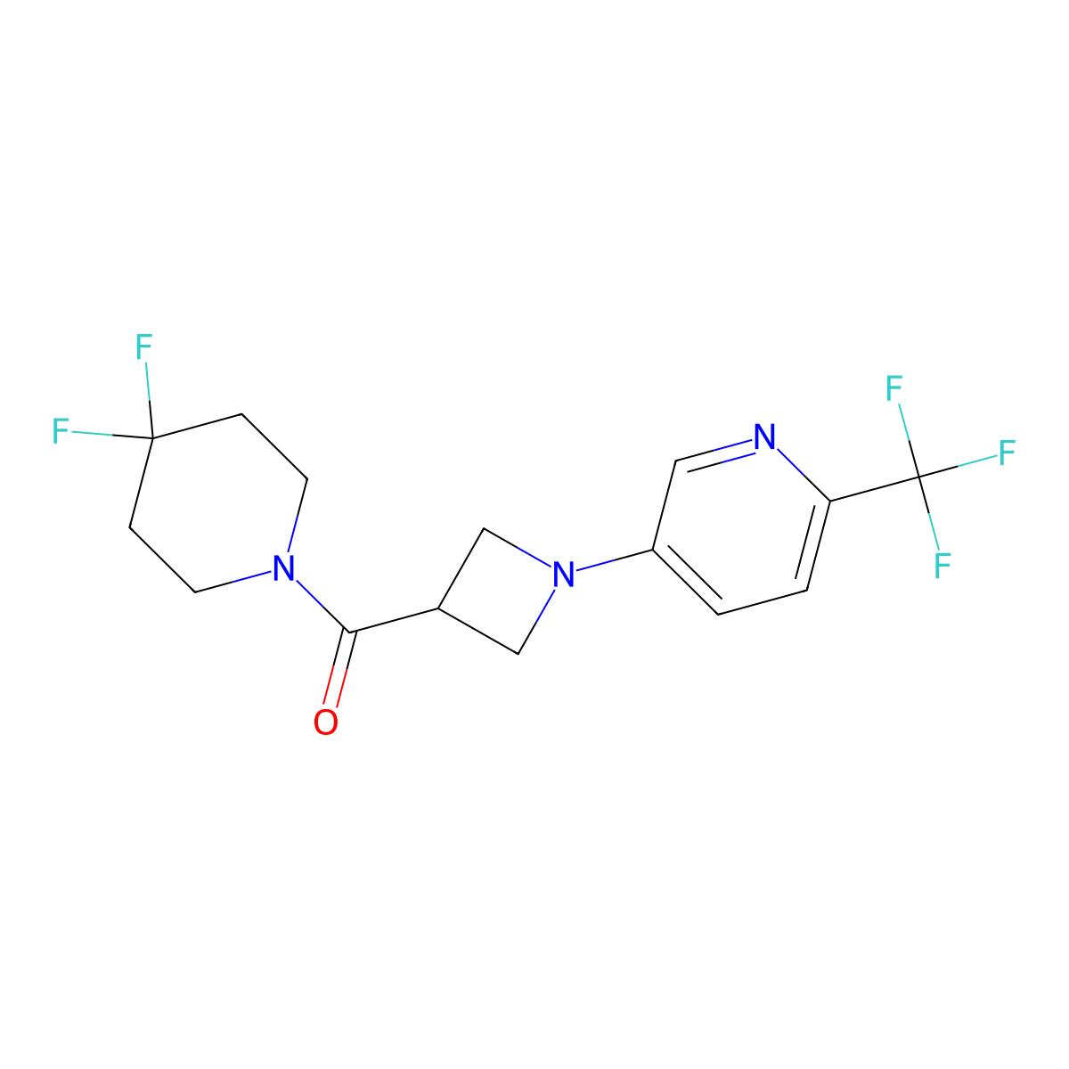 5-[3-(4,4-Difluoropiperidine-1-carbonyl)azetidin-1-yl]-2-(trifluoromethyl)pyridine molecular structure, CAS 3054545-64-8
