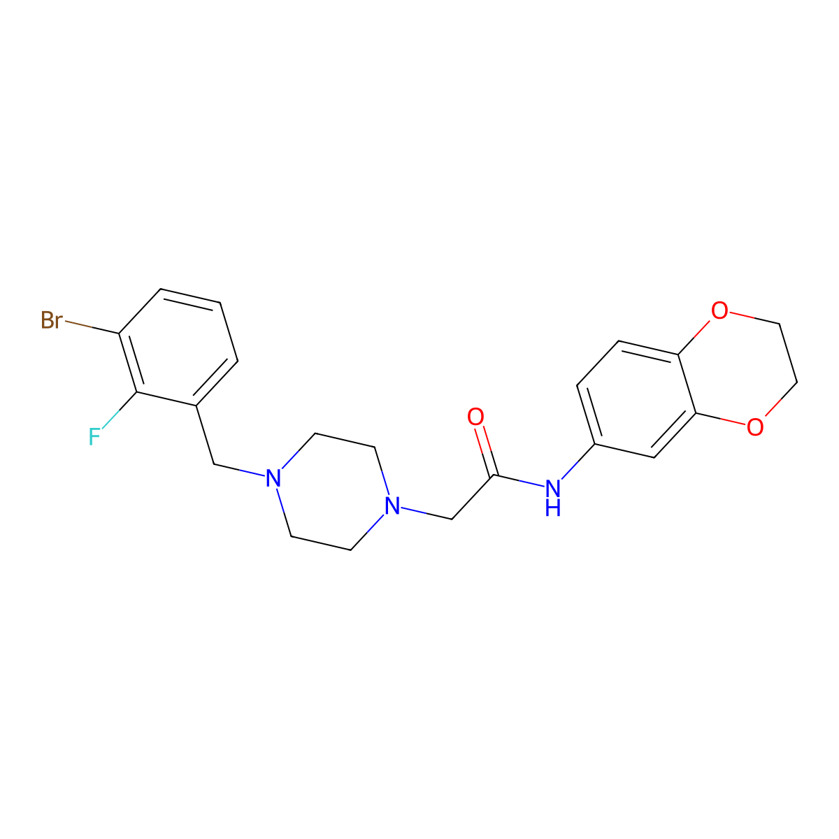 2-{4-[(3-bromo-2-fluorophenyl)methyl]piperazin-1-yl}-N-(2,3-dihydro-1,4-benzodioxin-6-yl)acetamide molecular structure, CAS 3054545-65-9