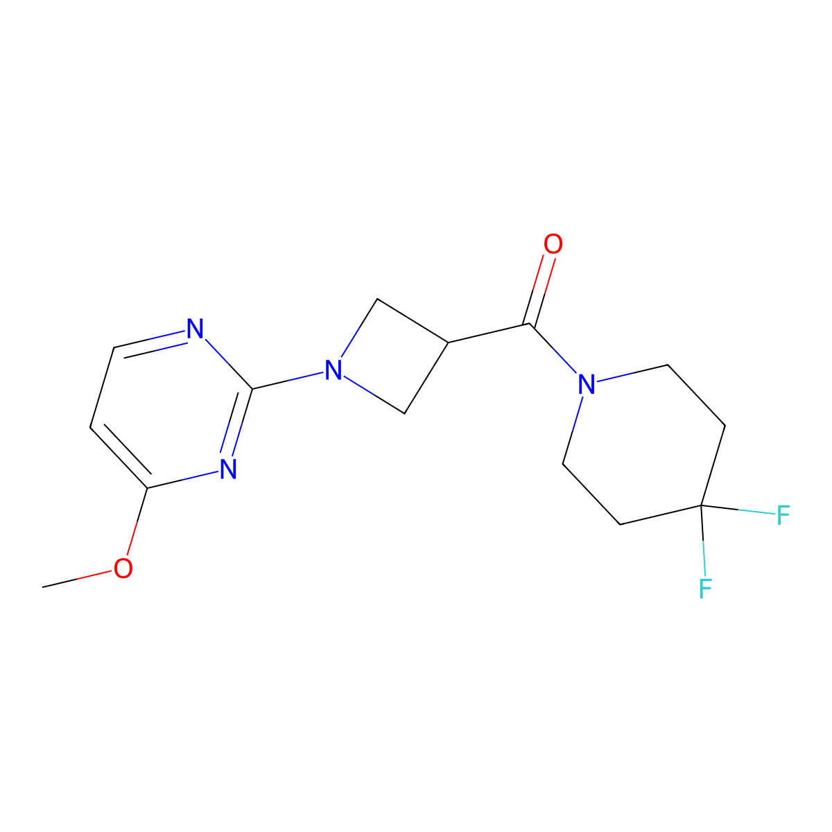 2-[3-(4,4-Difluoropiperidine-1-carbonyl)azetidin-1-yl]-4-methoxypyrimidine molecular structure, CAS 3054545-74-0