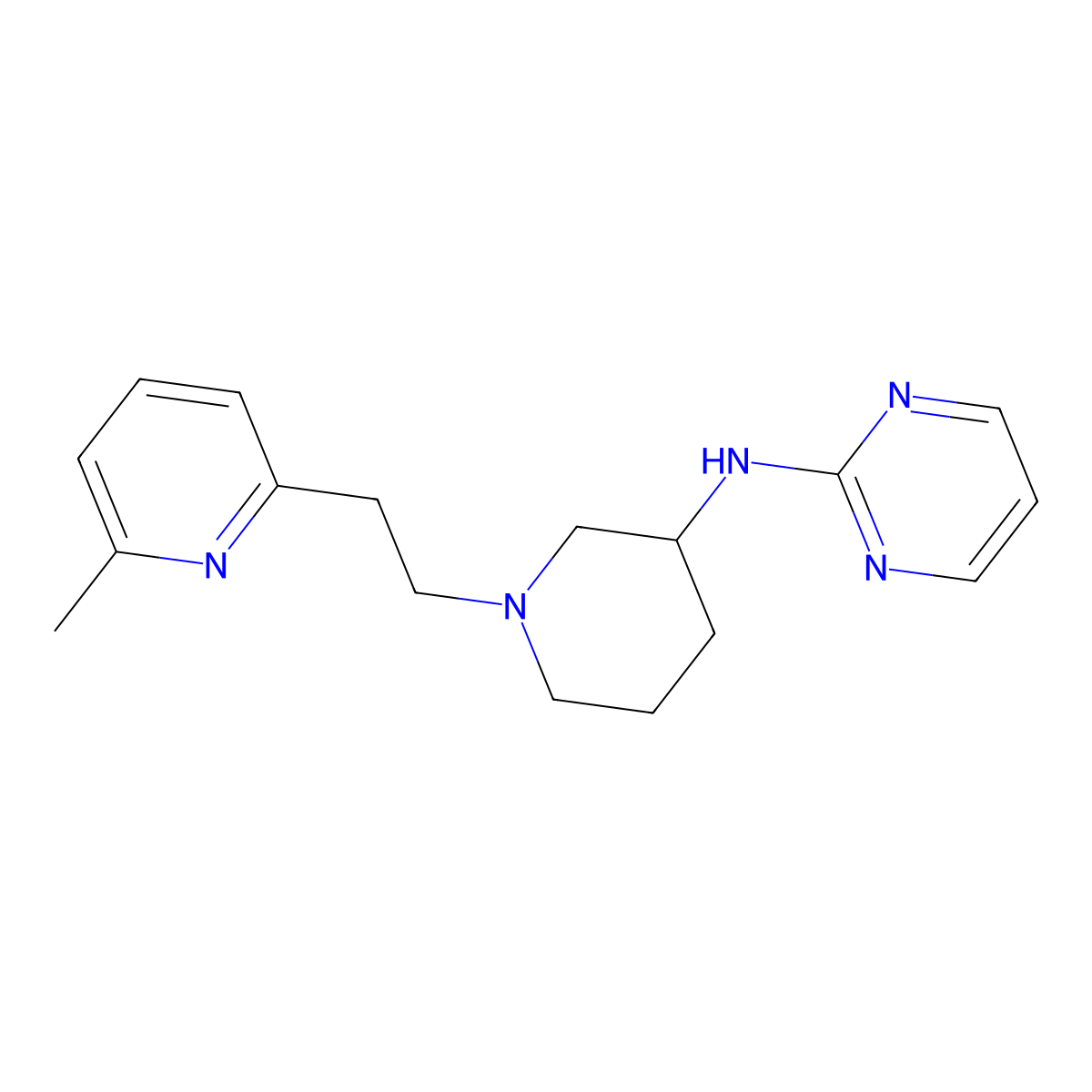 N-{1-[2-(6-methylpyridin-2-yl)ethyl]piperidin-3-yl}pyrimidin-2-amine molecular structure, CAS 3054545-85-3