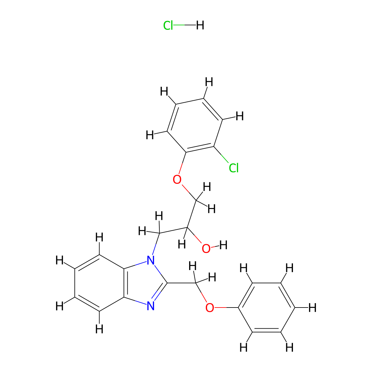 1-(2-chlorophenoxy)-3-[2-(phenoxymethyl)-1H-1,3-benzodiazol-1-yl]propan-2-ol hydrochloride molecular structure, CAS 3054545-86-4