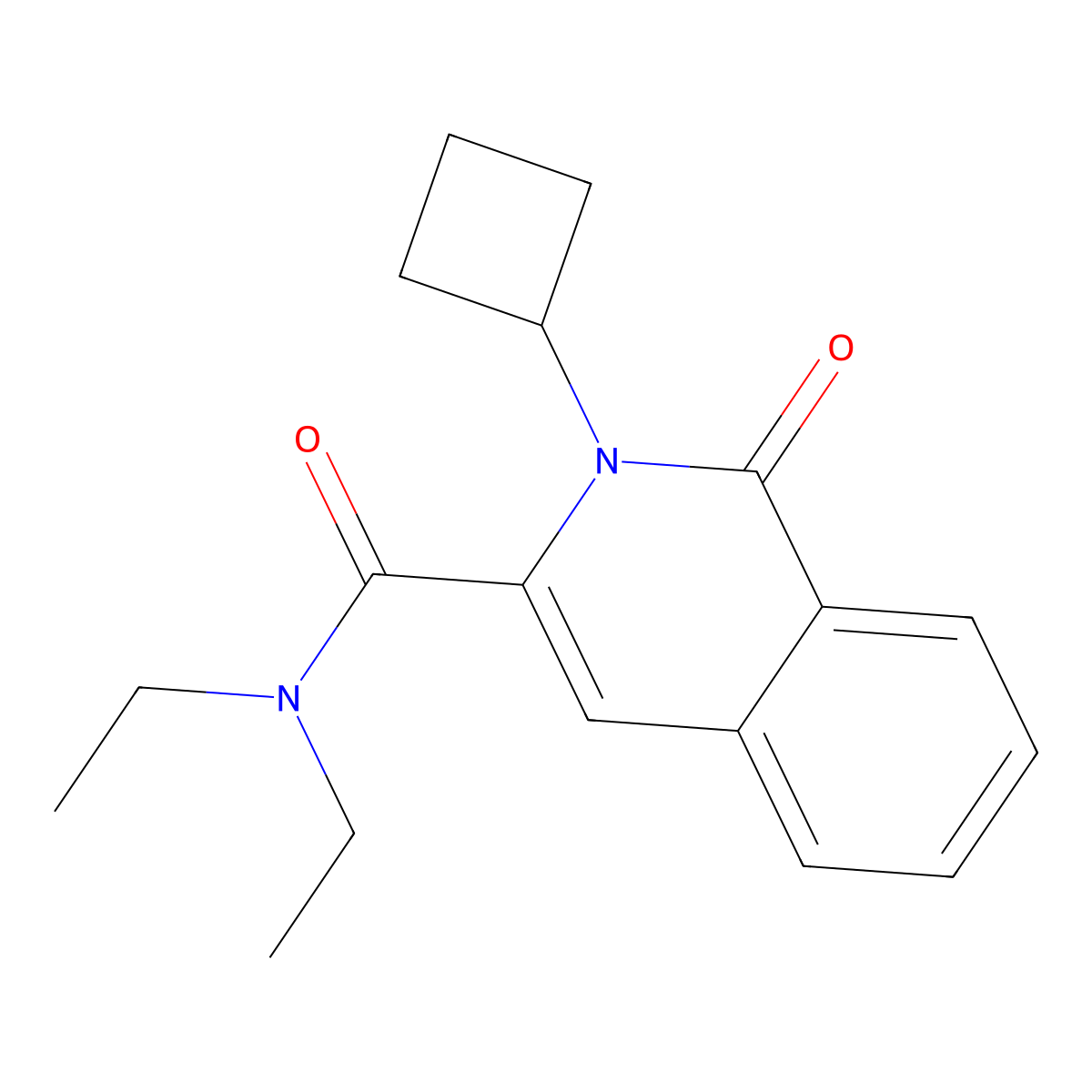 2-cyclobutyl-N,N-diethyl-1-oxo-1,2-dihydroisoquinoline-3-carboxamide molecular structure, CAS 3054545-87-5