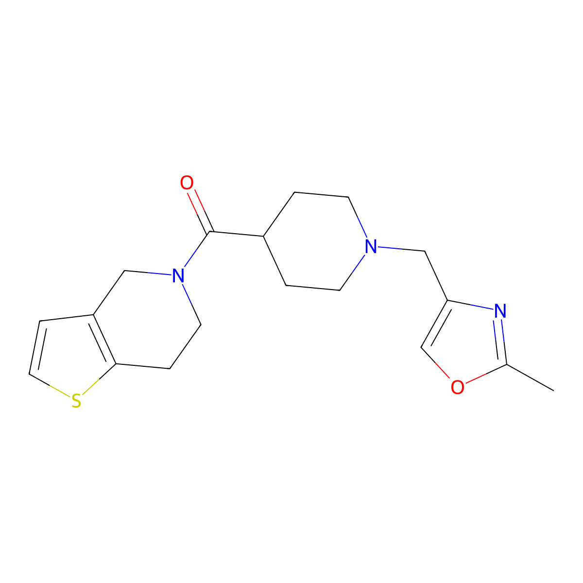 1-[(2-methyl-1,3-oxazol-4-yl)methyl]-4-{4H,5H,6H,7H-thieno[3,2-c]pyridine-5-carbonyl}piperidine molecular structure, CAS 3054545-92-2