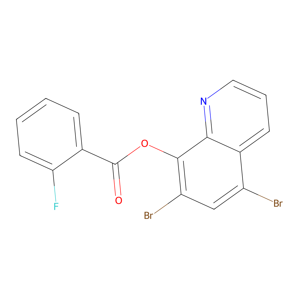 5,7-Dibromoquinolin-8-yl 2-fluorobenzoate molecular structure, CAS 3054545-93-3