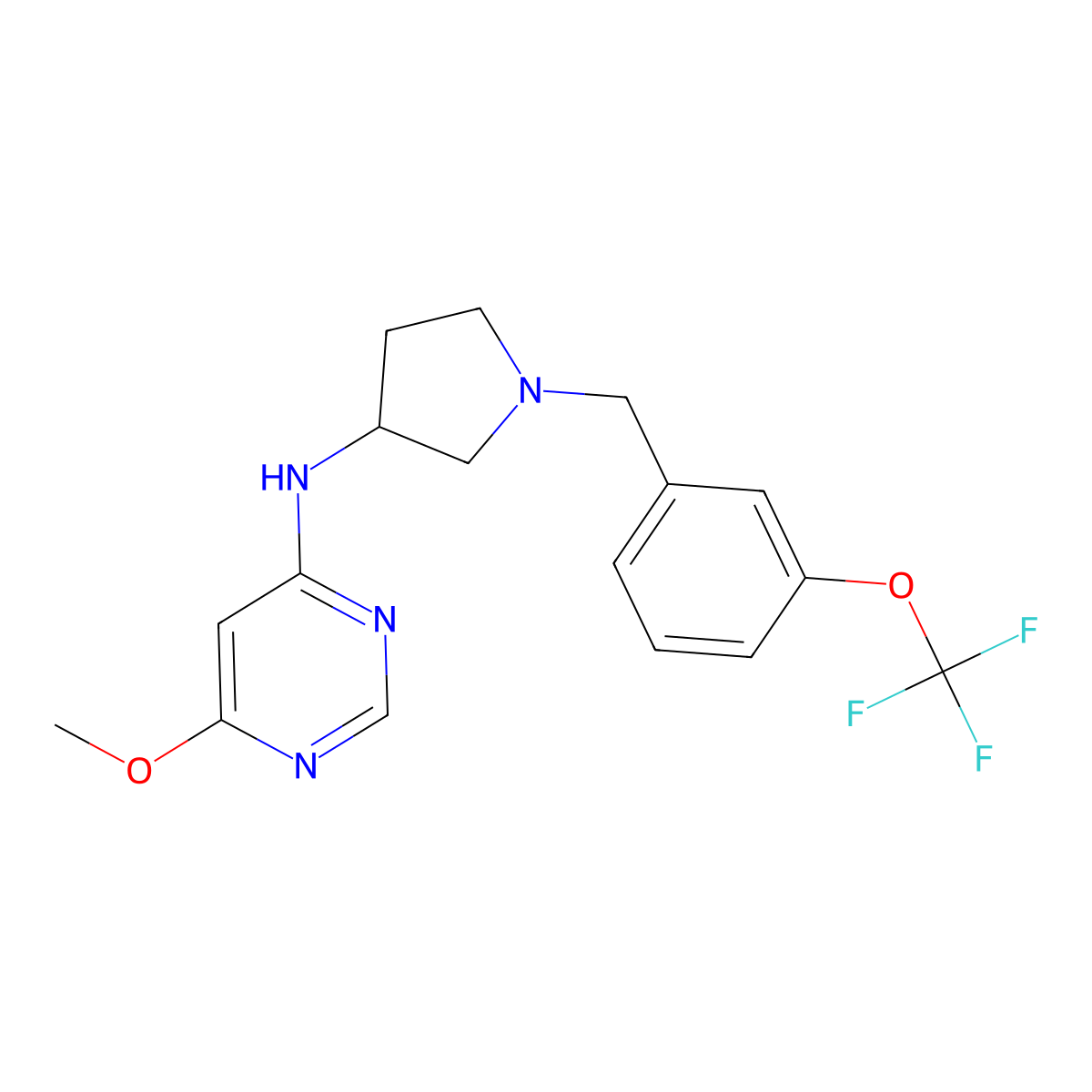 6-methoxy-N-(1-{[3-(trifluoromethoxy)phenyl]methyl}pyrrolidin-3-yl)pyrimidin-4-amine molecular structure, CAS 3054545-97-7